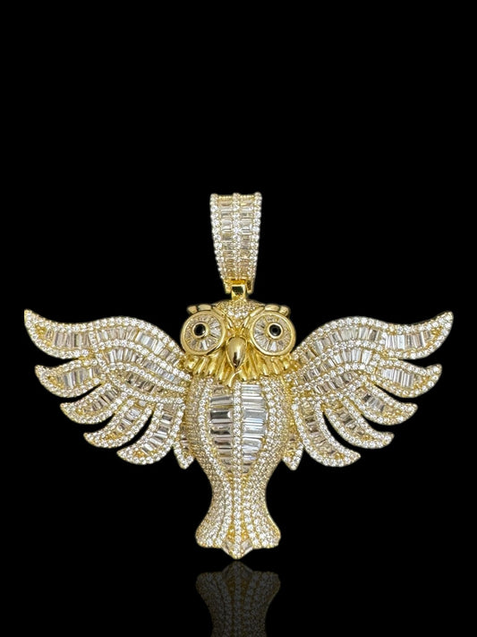 Men’s Owl OVO Pendant Set with Baguette Stones