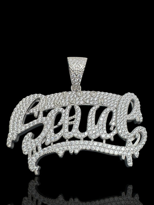Iced Out Too Much Sauce Pendant – Sterling Silver Hip Hop CZ Diamond Necklace