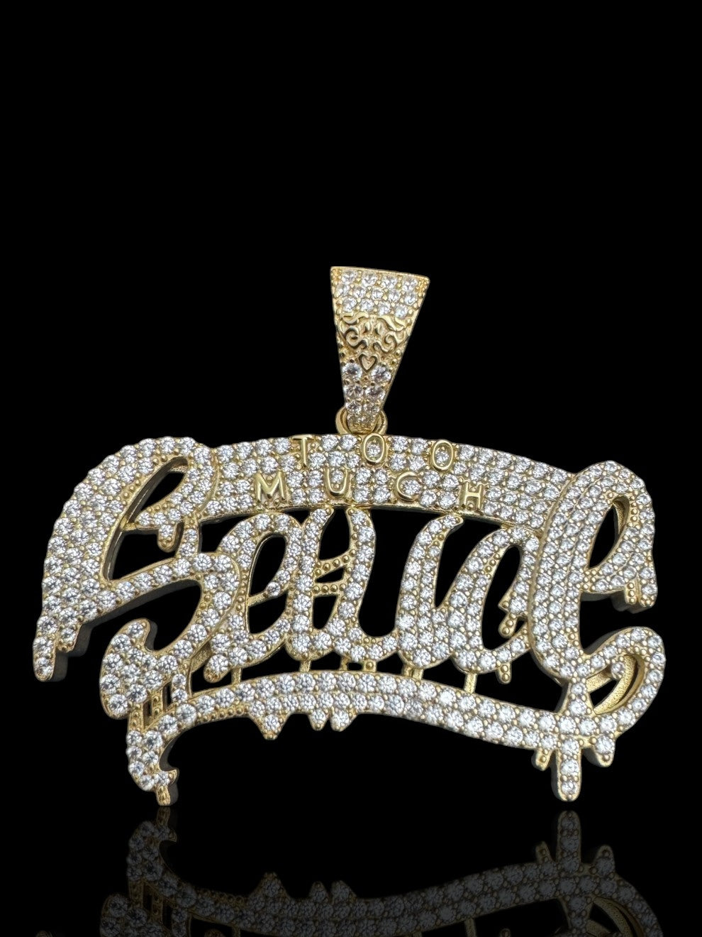 Iced Out Too Much Sauce Pendant – Sterling Silver Hip Hop CZ Diamond Necklace