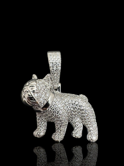 925 Sterling Silver French Bulldog Pendant – Stone Set Dog Necklace