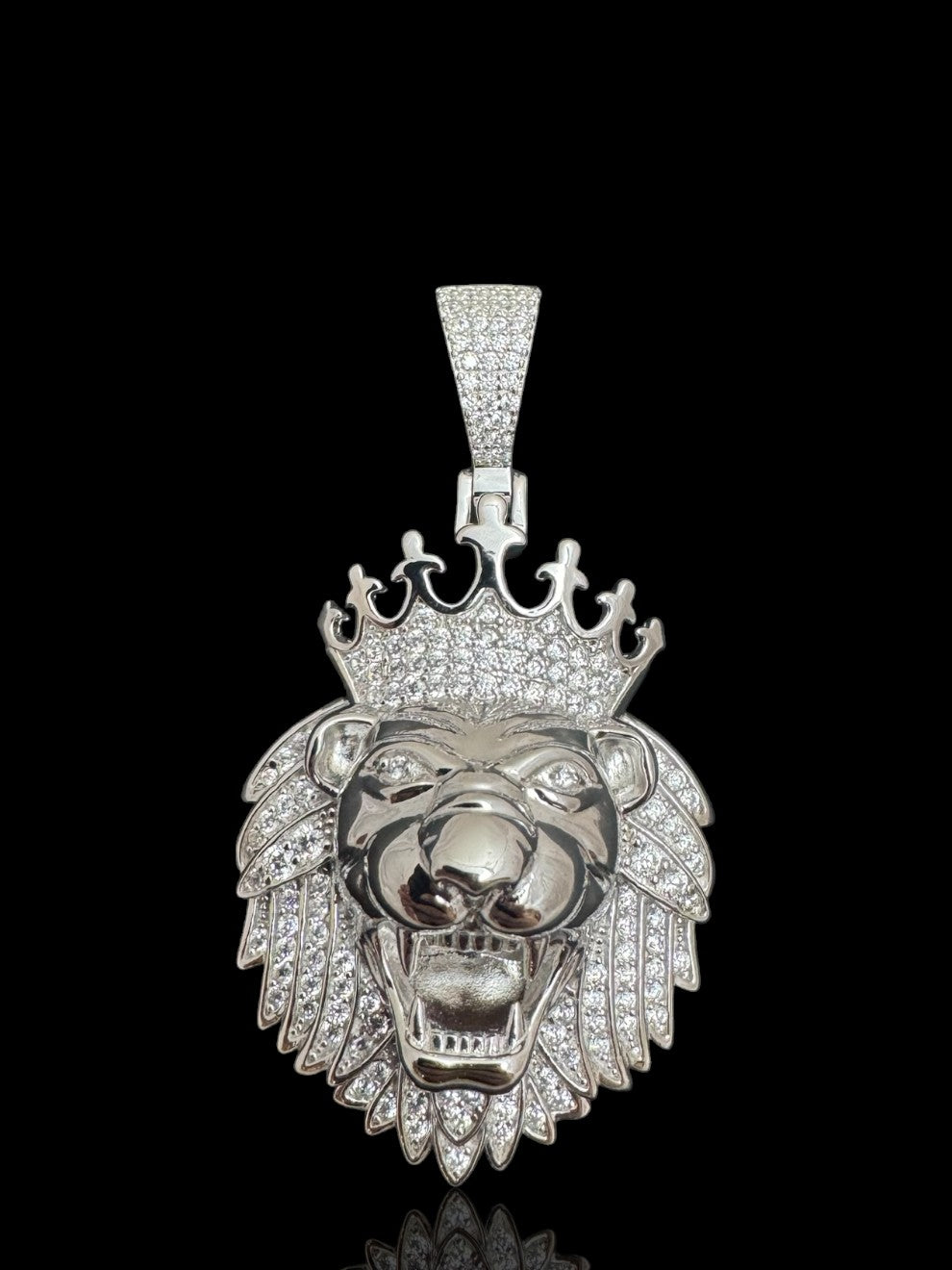 Lion with Crown Sterling Silver Pendant