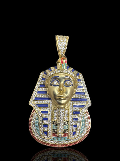 CZ Stone Silver Pharaoh Pendant – Sterling Silver Egyptian Necklace