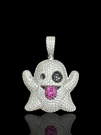 Sterling Silver Ghost Snap Pendant – Spooky Minimalist Necklace