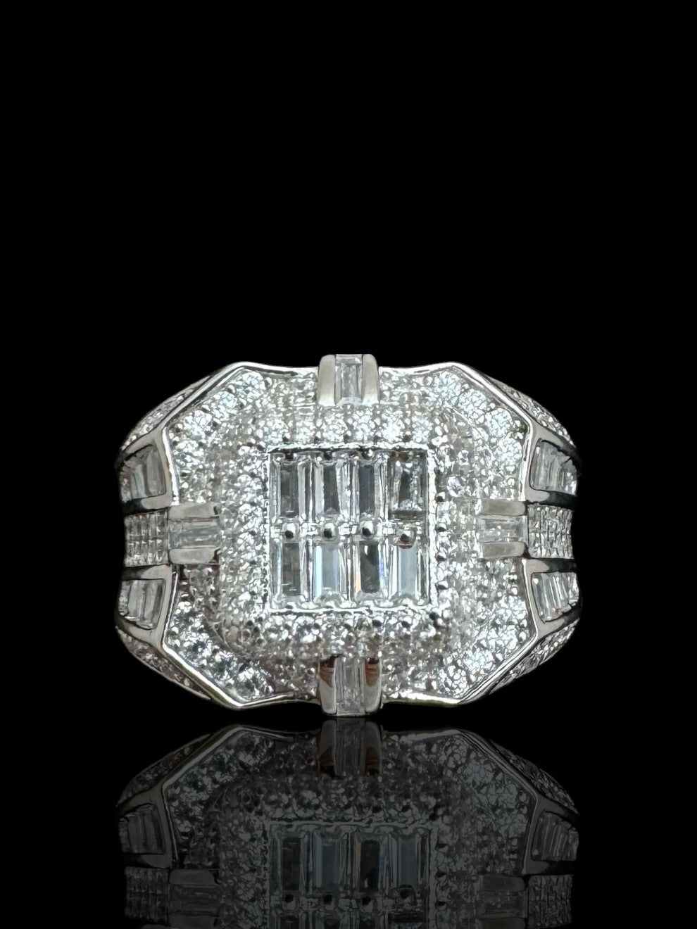 Men’s Silver Square Shaped Stone Set CZ Ring