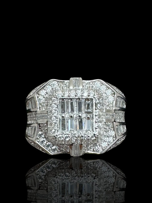 Men’s Silver Square Shaped Stone Set CZ Ring