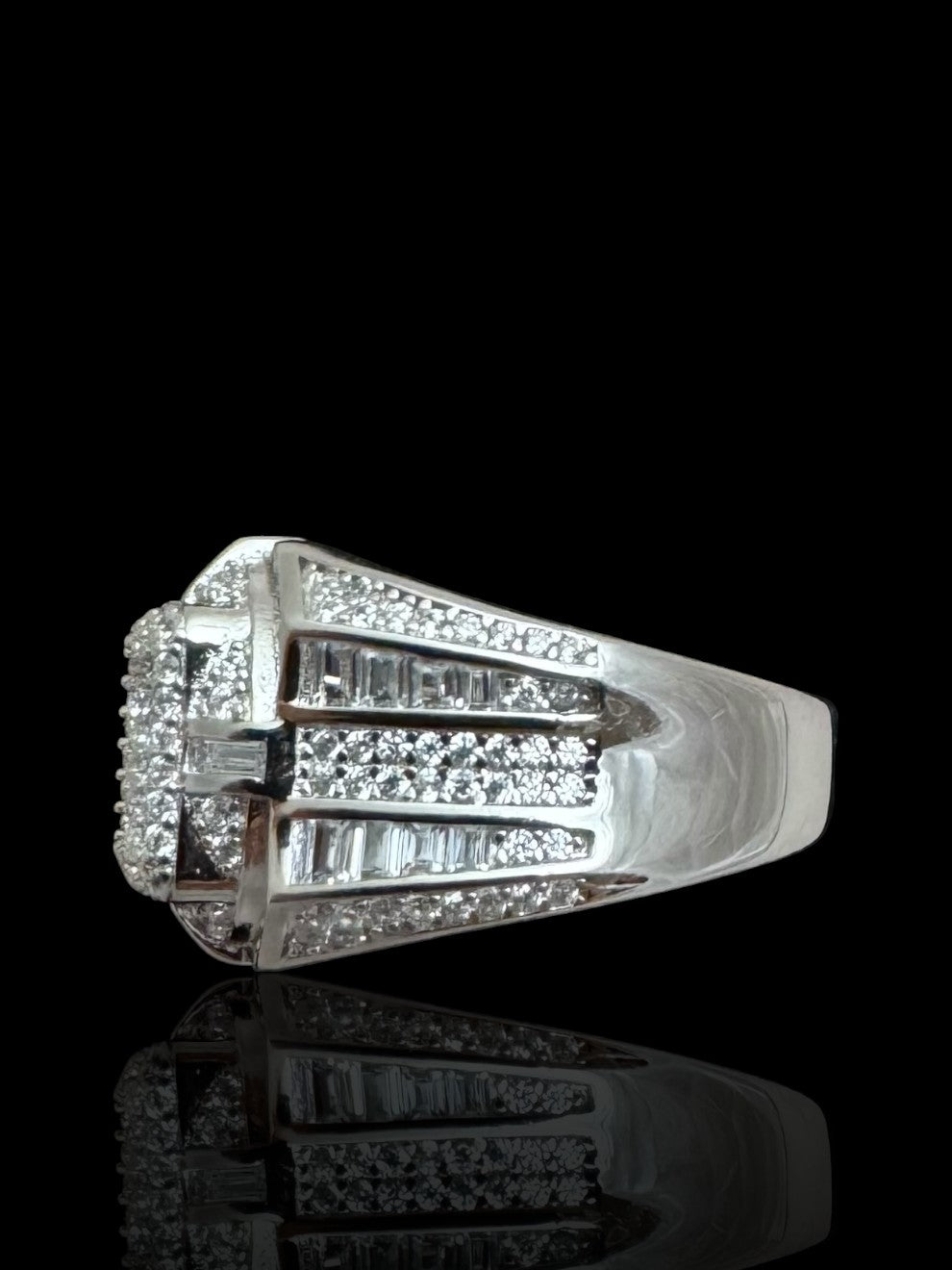 Men’s Silver Square Shaped Stone Set CZ Ring