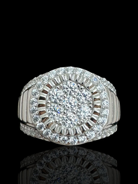 Men’s Sterling Silver Stone Set Round Shaped Signet Ring