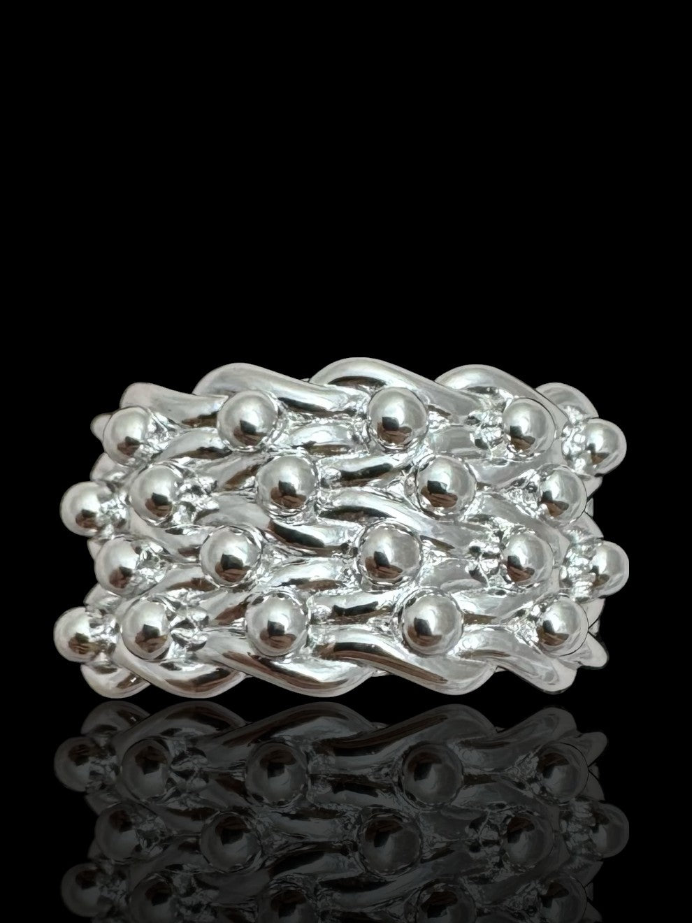 Men’s Silver 4 Row Keepers Ring