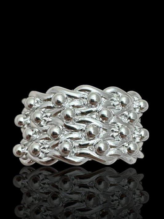 Men’s Silver 4 Row Keepers Ring