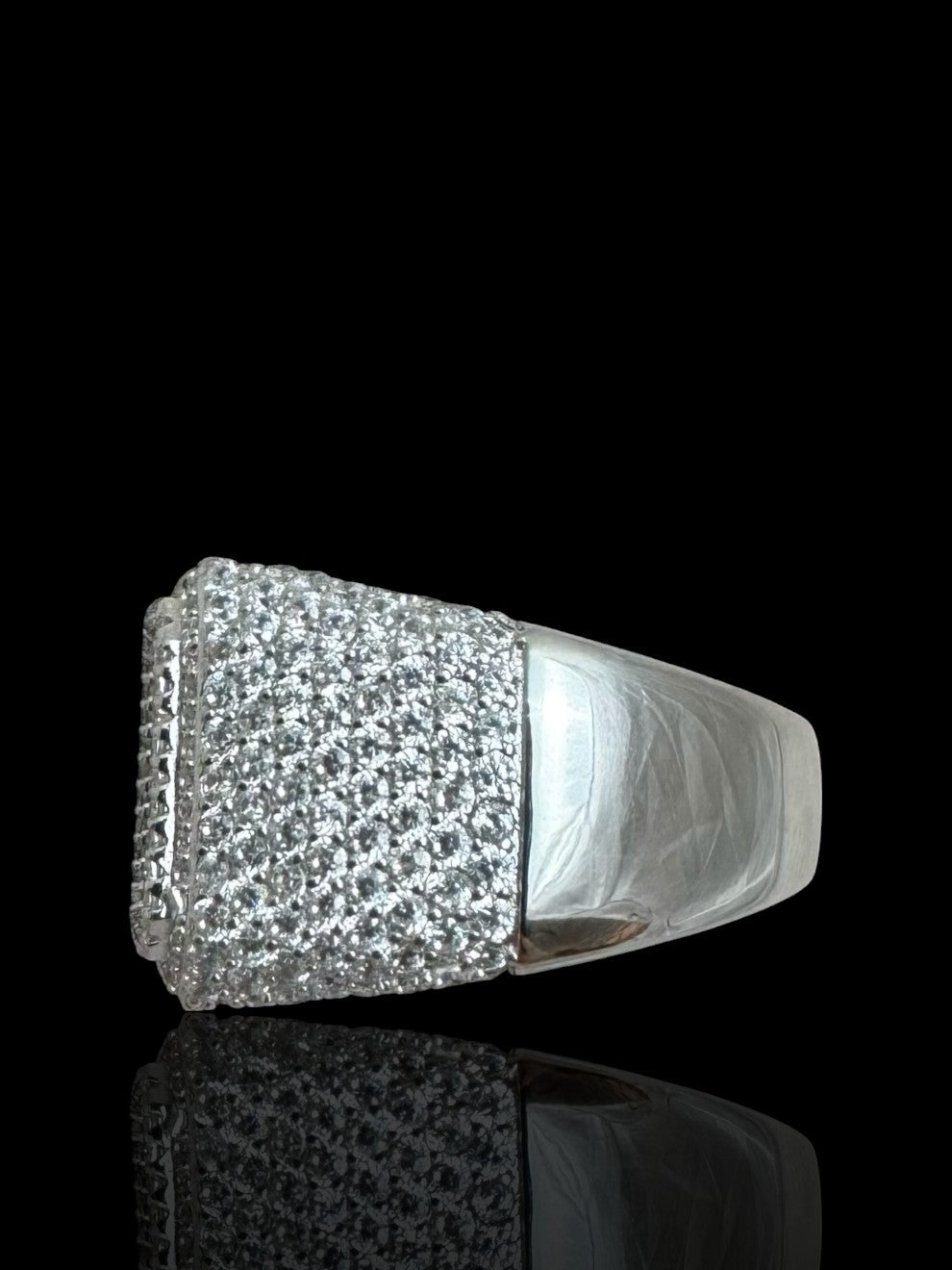 Sterling Silver Signet Ring with Baguette Stones