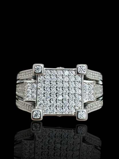 Sterling Silver Iced Out Ring | 925 Silver CZ Iced Statement Ring