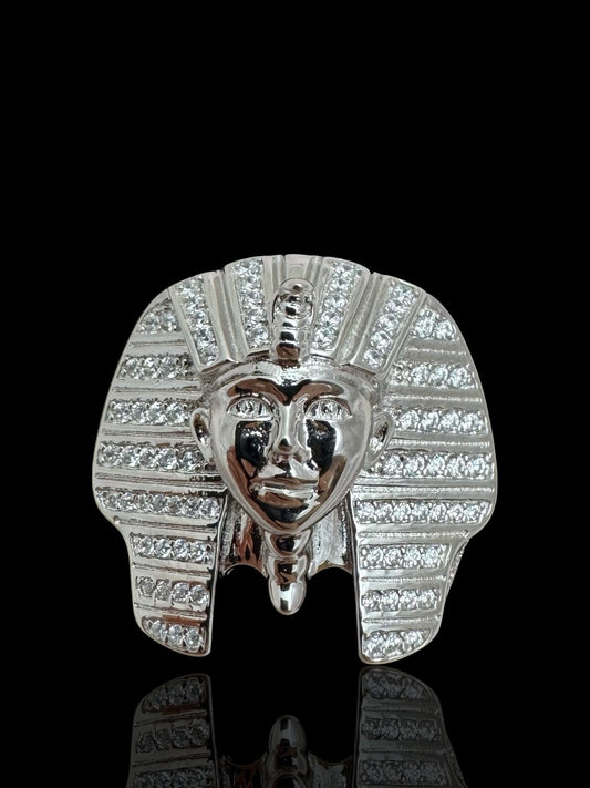 Men’s Sterling Silver Iced Out Pharaoh Head Ring