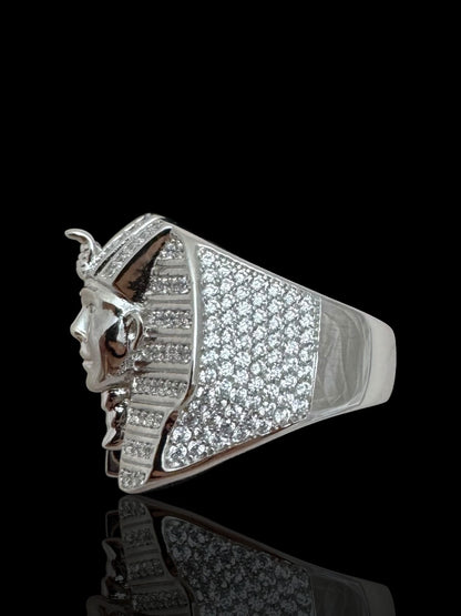 Men’s Sterling Silver Iced Out Pharaoh Head Ring