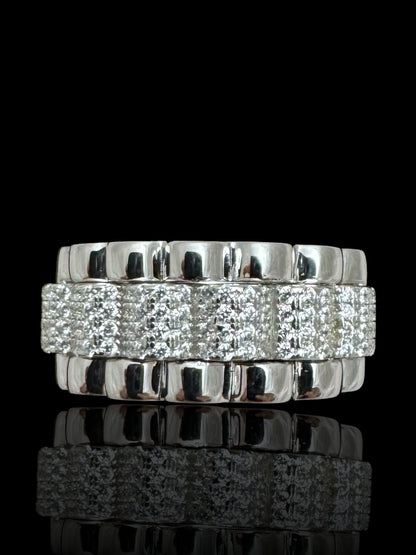 Sterling Silver Iced Out Band Ring | 925 Silver CZ Iced Wedding Band