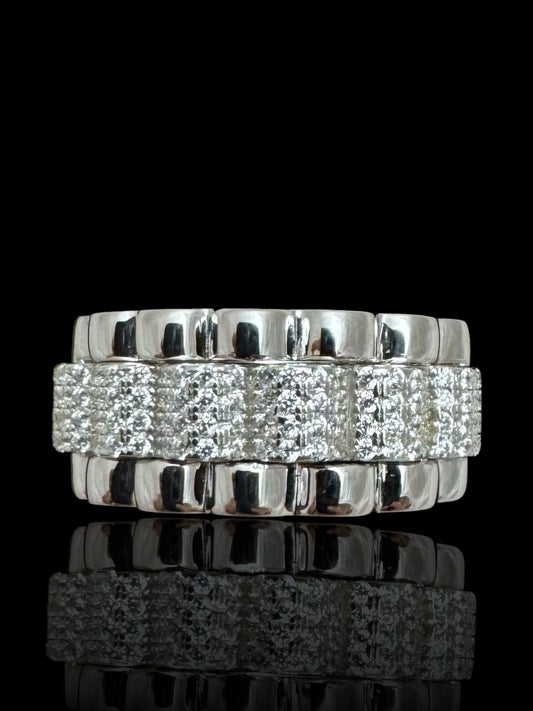 Sterling Silver Iced Out Band Ring | 925 Silver CZ Iced Wedding Band