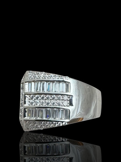 Men’s 925 Sterling Silver Iced Out Square Signet Ring