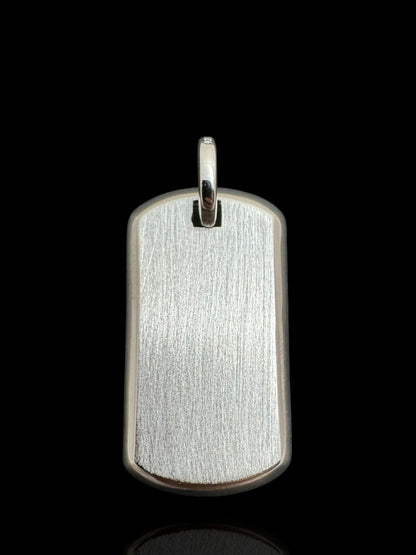 Sterling Silver Matte Dog Tag Pendant – Free Personalized Name or Symbol Engraving