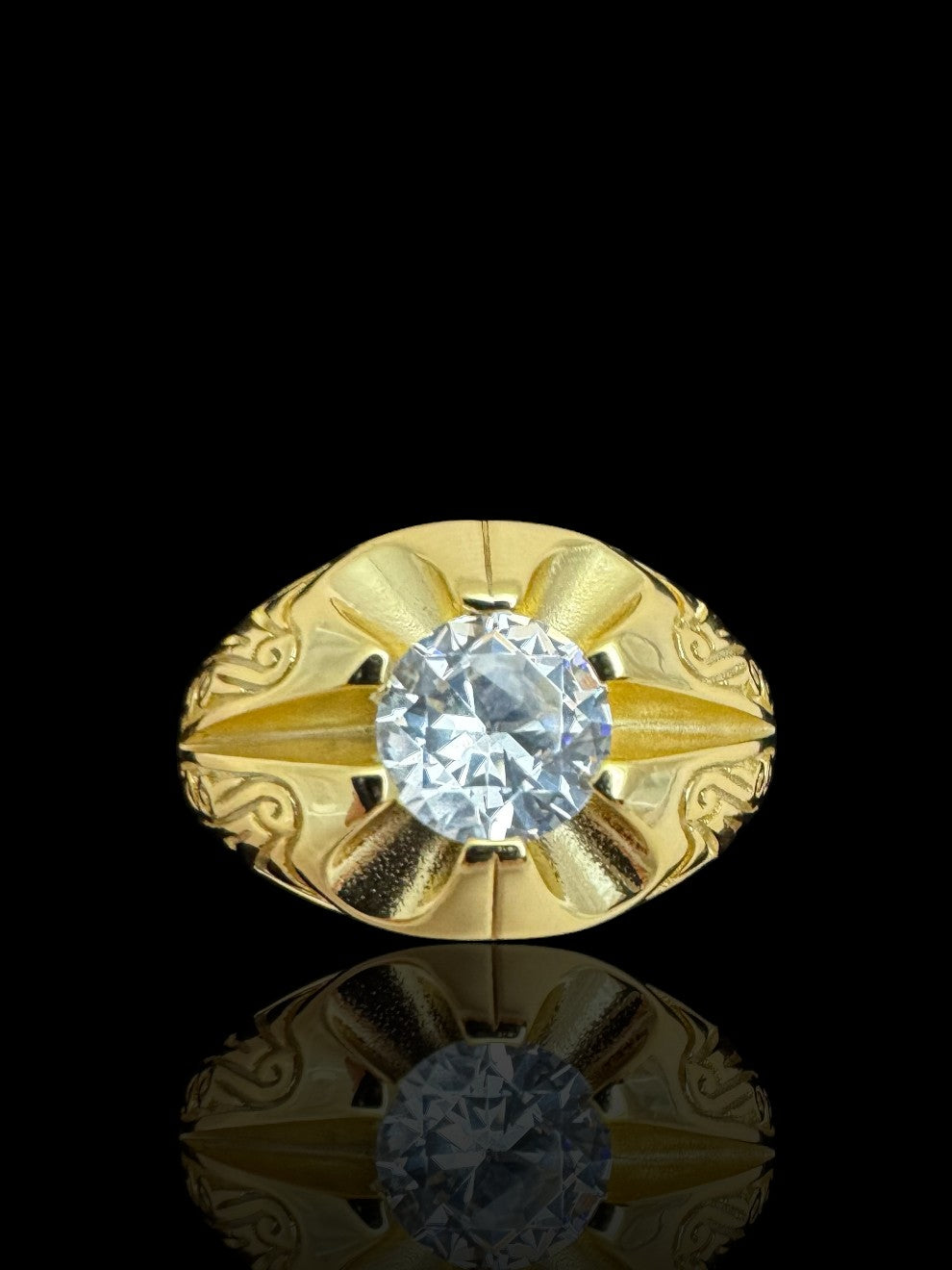 Men’s Silver Single Stone Cubic Zirconia Ring | 925 Sterling Silver Solitaire Men’s Ring