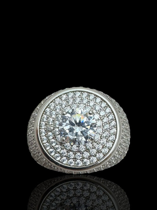 925 Sterling Silver Men’s Cluster Ring – Cubic Zirconia Iced Out Ring