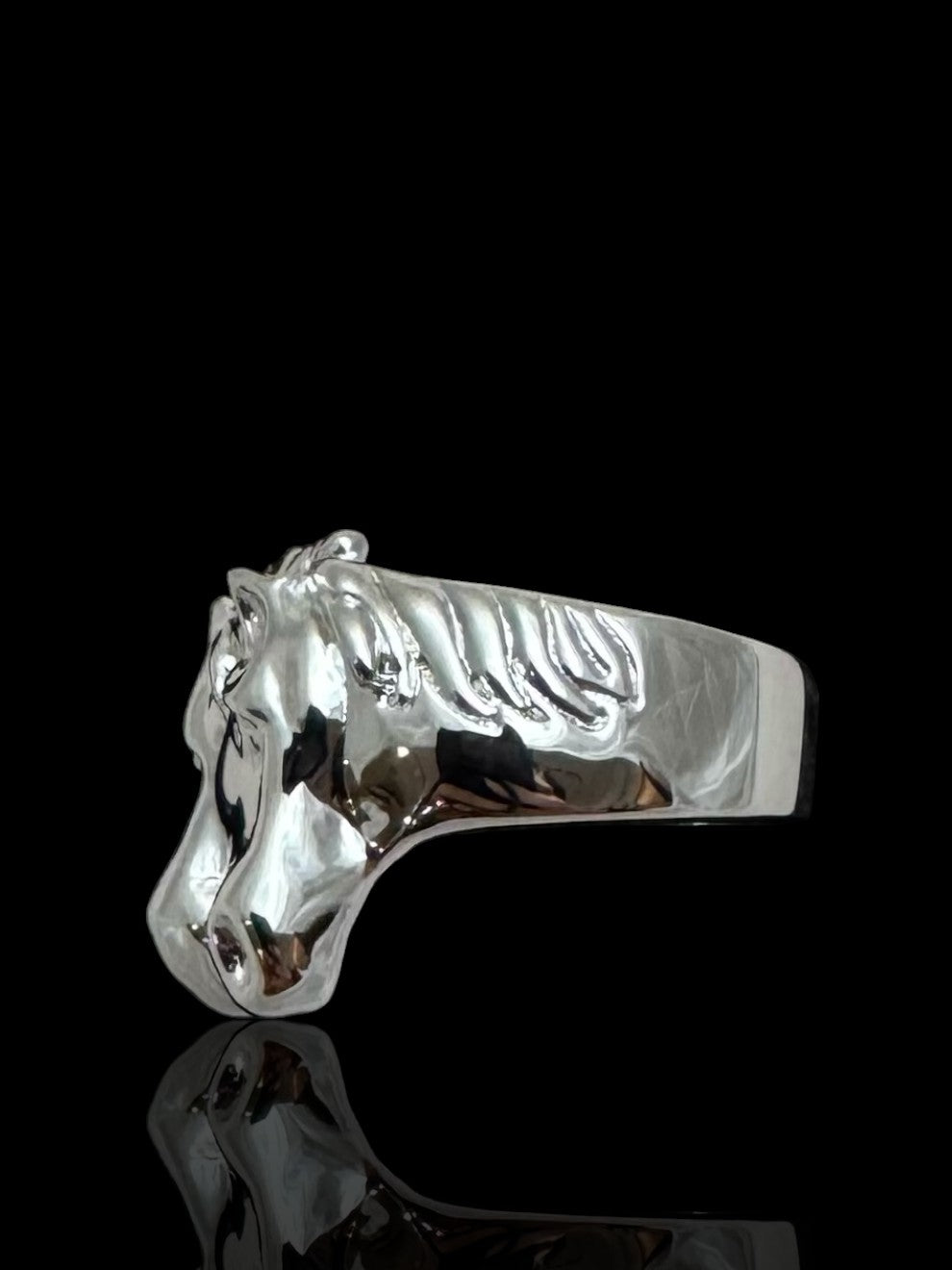 Men’s Sterling Silver Double Horse Head Ring – Bold Equestrian Statement Jewelry