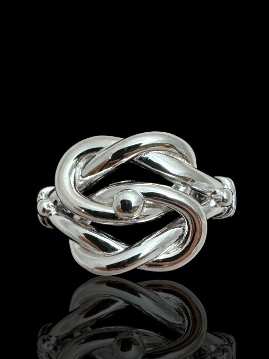 Men’s 925 Sterling Silver Double Knot Ring – Symbolic Minimalist Statement Jewelry