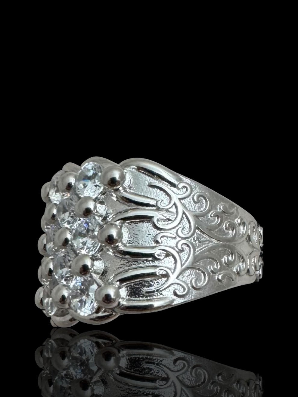 Sterling Silver CZ Keeper Ring – Cubic Zirconia Statement Silver Ring