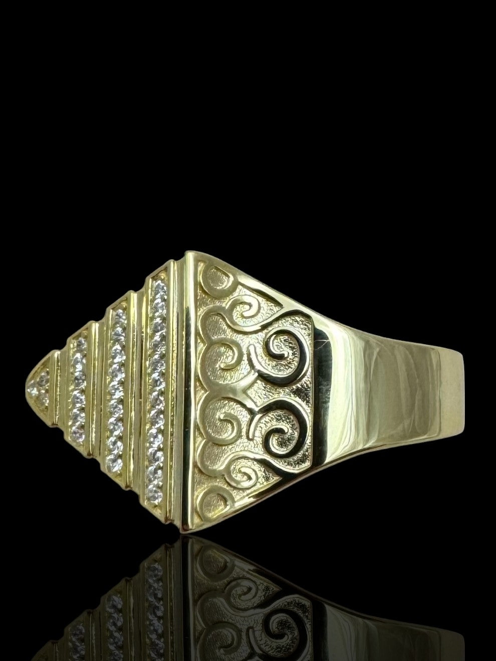 Men’s 925 Gold Sterling Silver Pyramid Ring – Bold Geometric Statement Jewelry