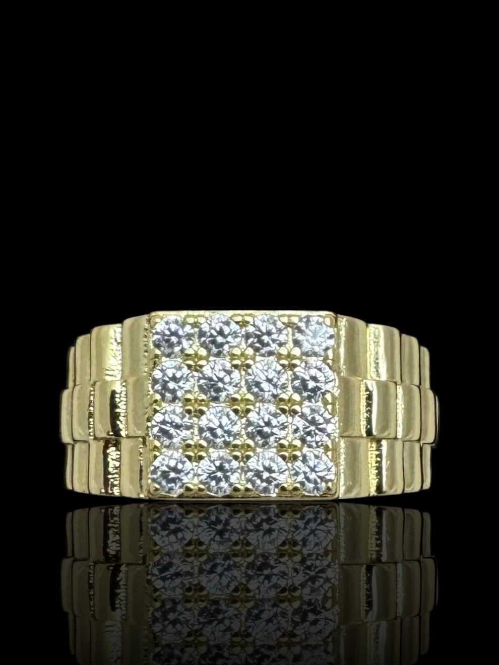 Men’s Silver & Gold Watch Strap Signet Ring – Bold Statement Ring