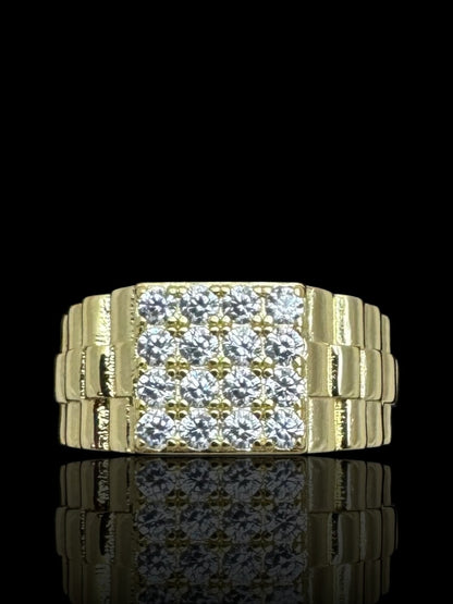 Men’s Silver & Gold Watch Strap Signet Ring – Bold Statement Ring