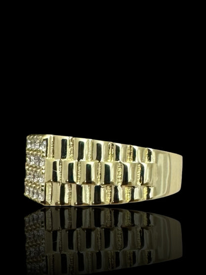 Men’s Silver & Gold Watch Strap Signet Ring – Bold Statement Ring