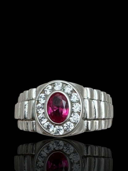 Sterling Silver Red Stone Gentleman’s Ring – Classic Men’s Statement Jewelry