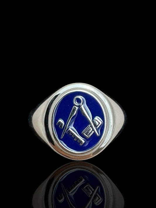 Sterling Silver Square and Compass Masonic Ring – Craft Freemason Signet Ring