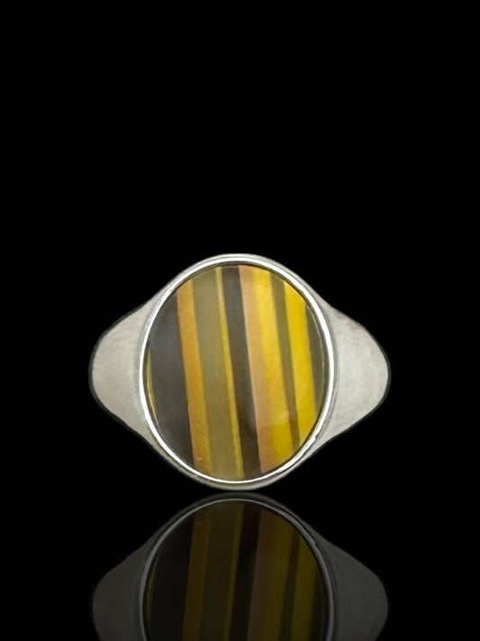 Tiger Eye Ring – 925 Solid Sterling Silver Men’s Statement Ring