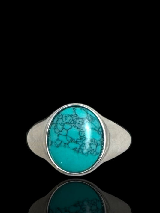 Sterling Silver Oval Turquoise Ring, 925 Silver  Turquoise Ring