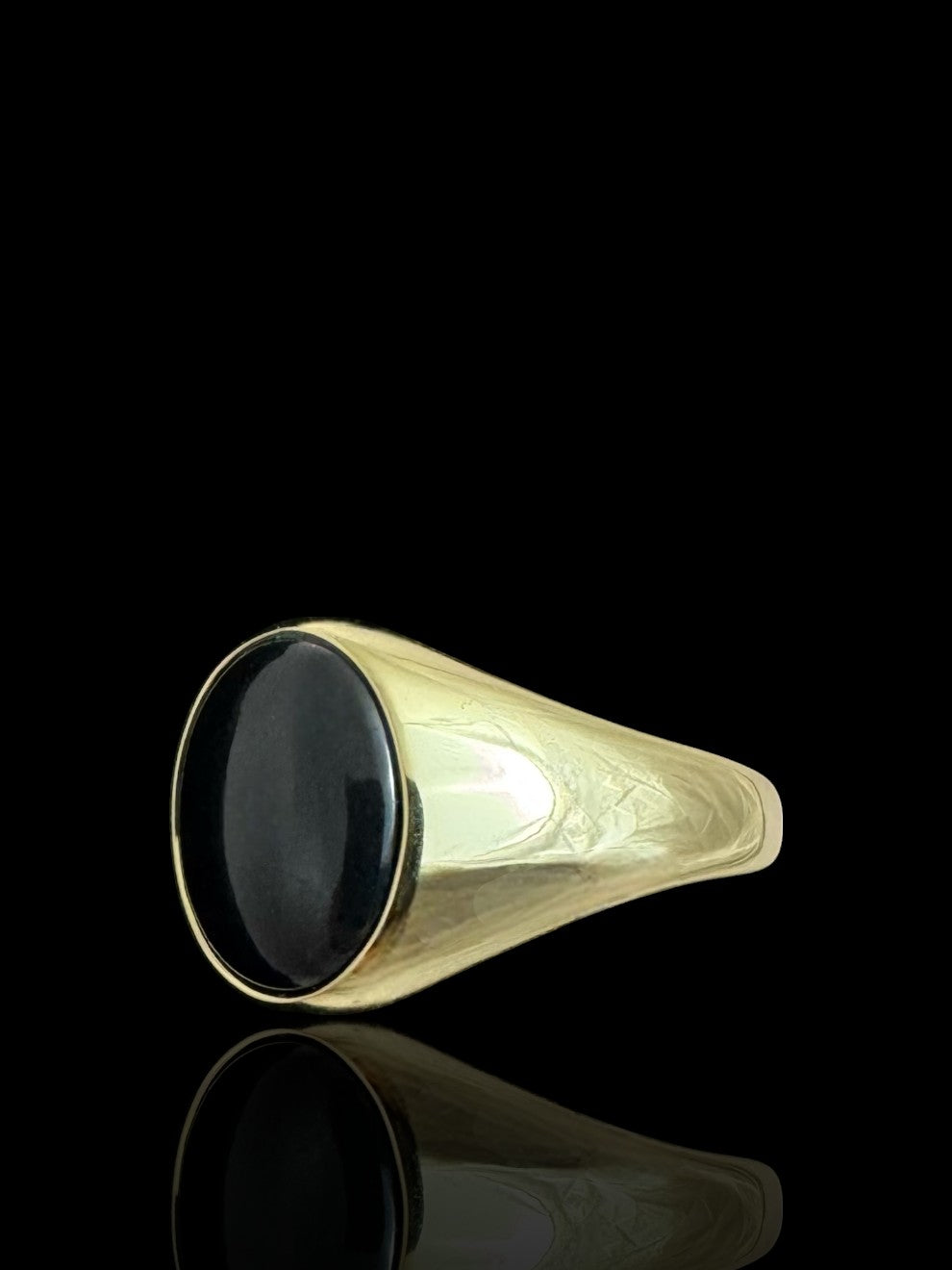Sterling Silver Gold Oval Black Onyx Ring