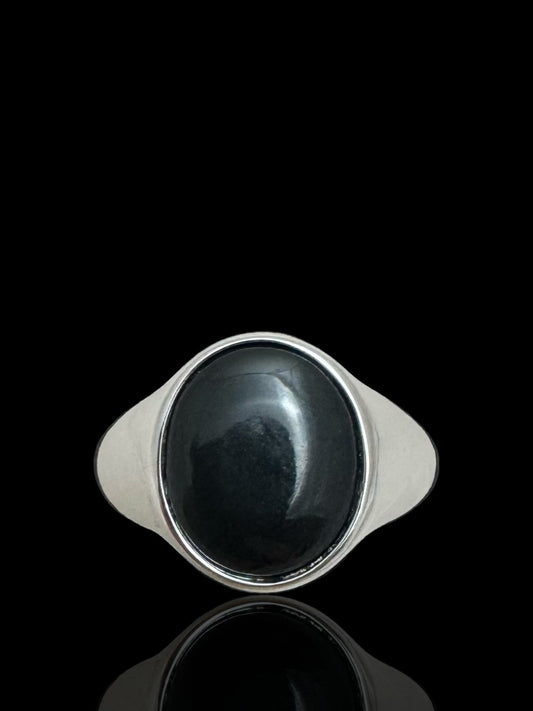 Sterling Silver Oval Black Onyx Ring