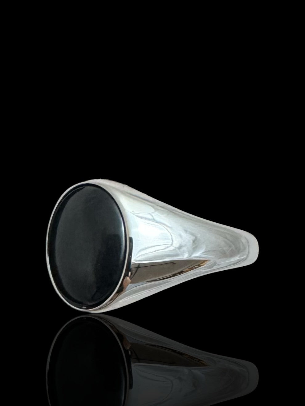 Sterling Silver Oval Black Onyx Ring