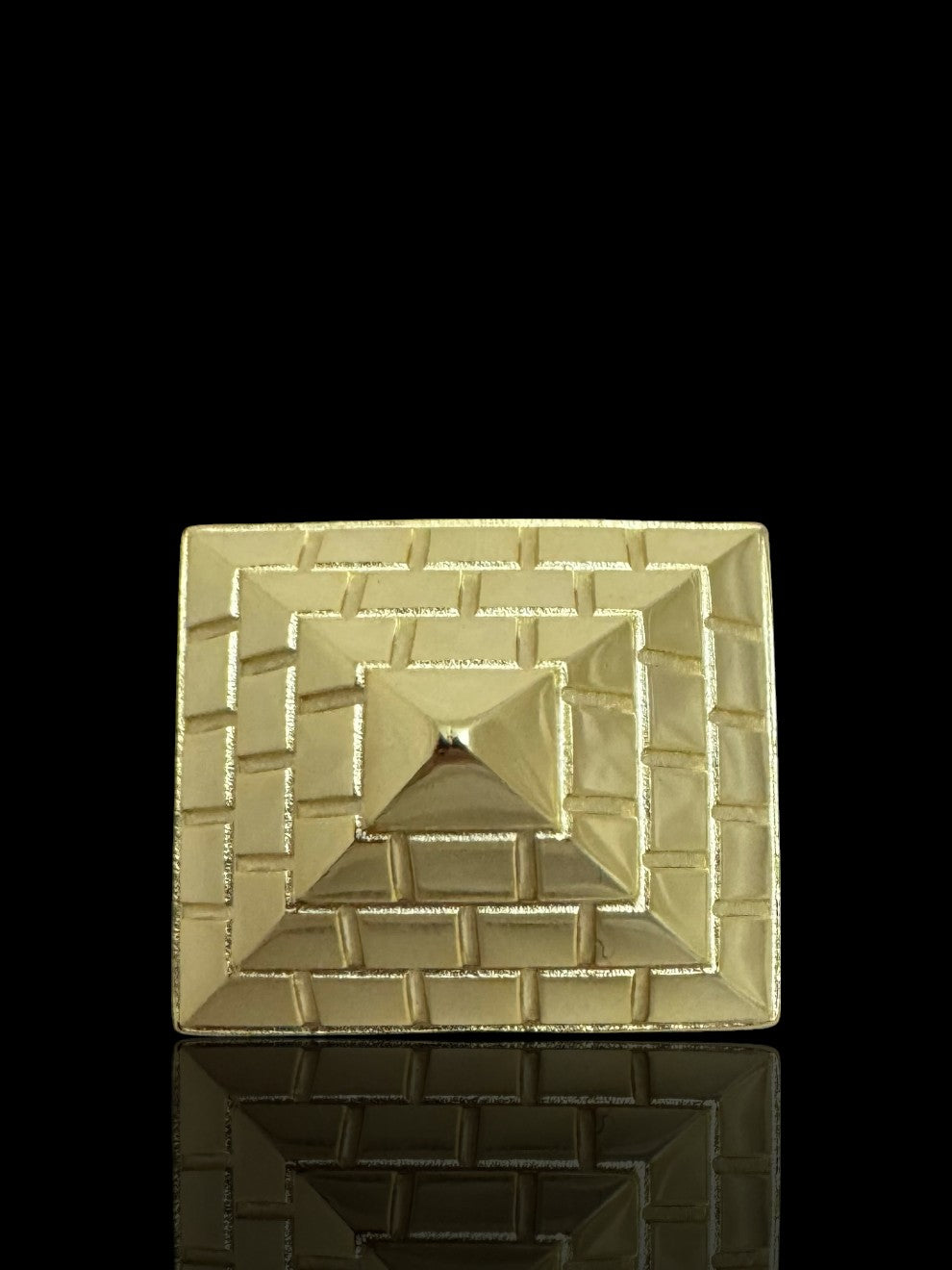 Men’s 925 Gold Sterling Silver Pyramid Ring, Gold Plated Silver Ring for Men