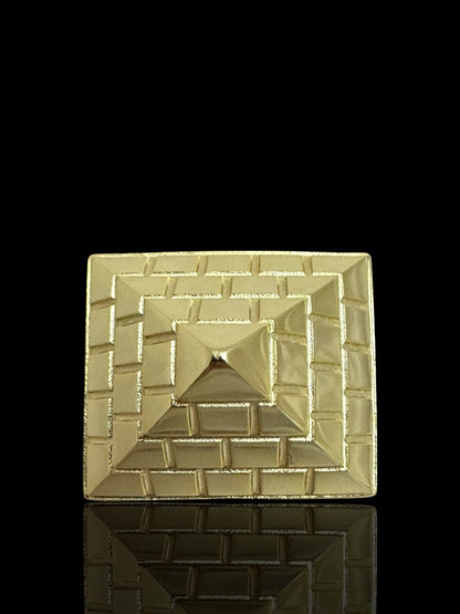 Men’s 925 Gold Sterling Silver Pyramid Ring, Gold Plated Silver Ring for Men