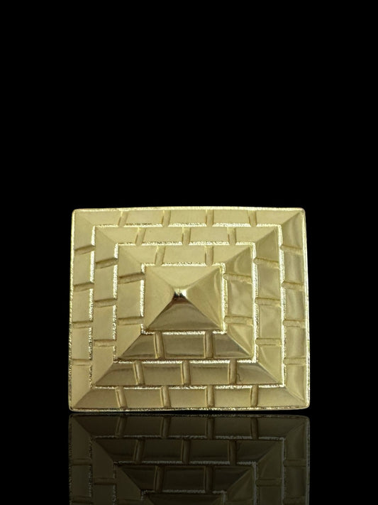 Men’s 925 Gold Sterling Silver Pyramid Ring, Gold Plated Silver Ring for Men