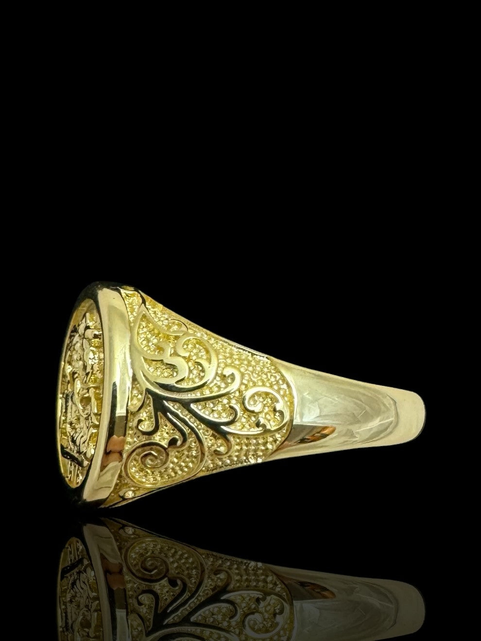 Sterling Silver Gold St. George Coin Ring, 925 Silver Gold Plated Coin Ring