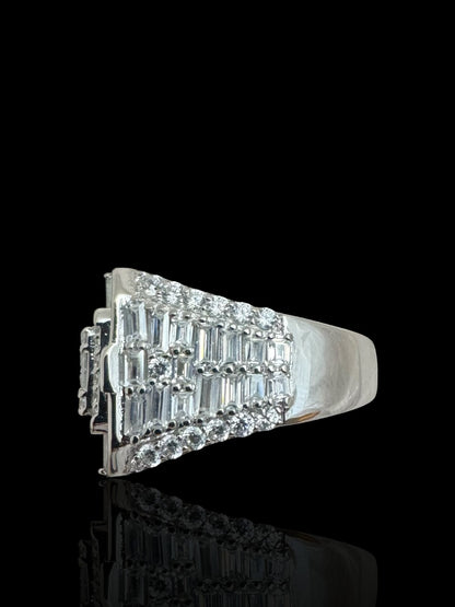 925 Sterling Silver Stone Set Square Signet Ring – Minimalist Geometric Statement Ring