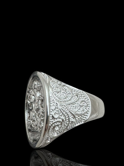 925 Sterling Silver St. George Dragon Slayer Ring