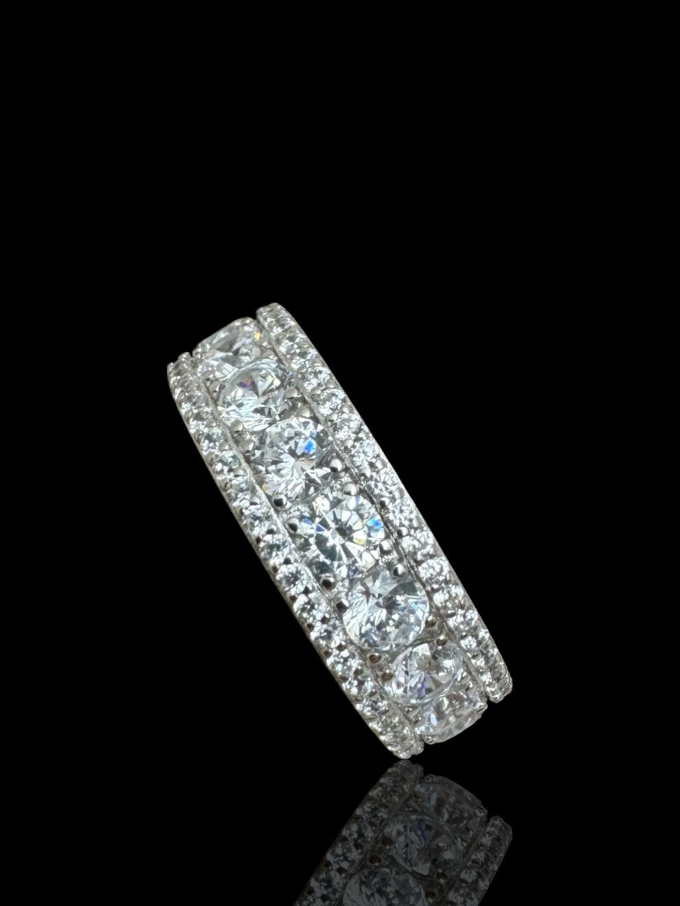 925 Sterling Silver Iced Eternity Ring – Sparkling CZ Full Band