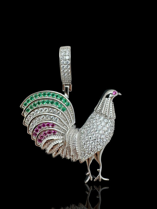 Sterling Silver Rooster Pendant – Mexican Silver Rooster Charm Necklace