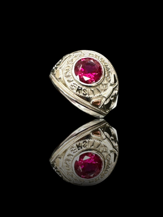 Sterling Silver Ruby Gents College Ring