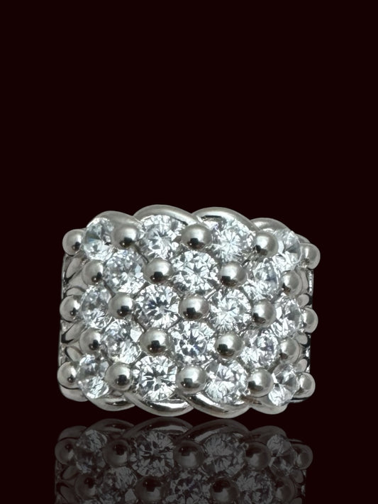 Sterling Silver CZ Keeper Ring – Cubic Zirconia Statement Silver Ring