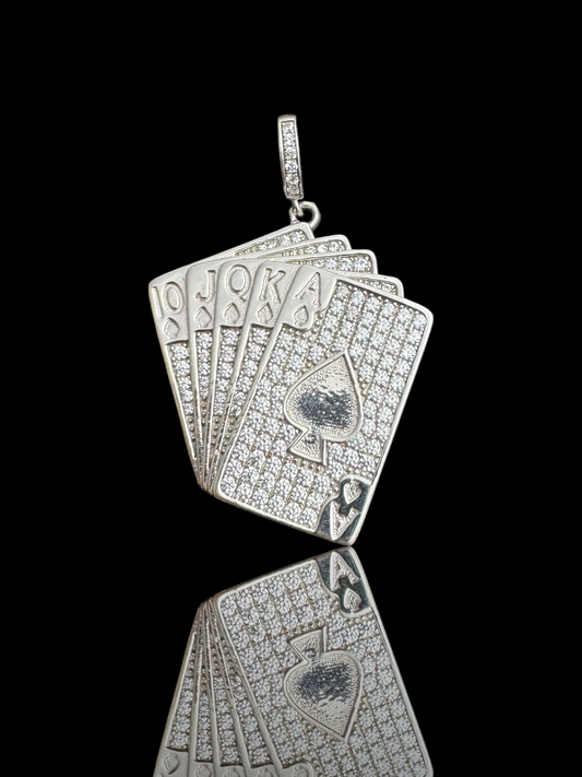 Poker Cards Silver Men’s Pendant