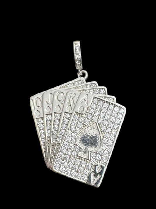 Poker Cards Silver Men’s Pendant