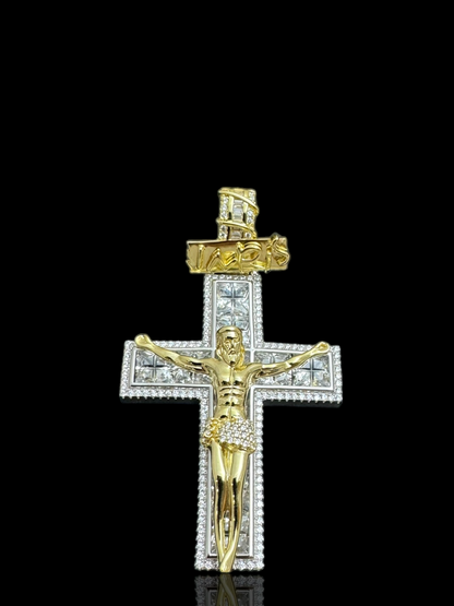 Jesus Crucifix Medium Baguette CZ Cross Pendant